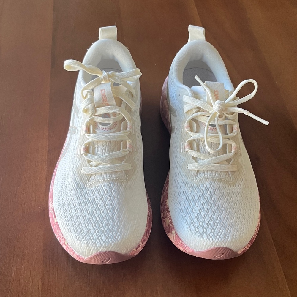 Asics White and Pink Athletic Sneakers - Picture 2 of 7